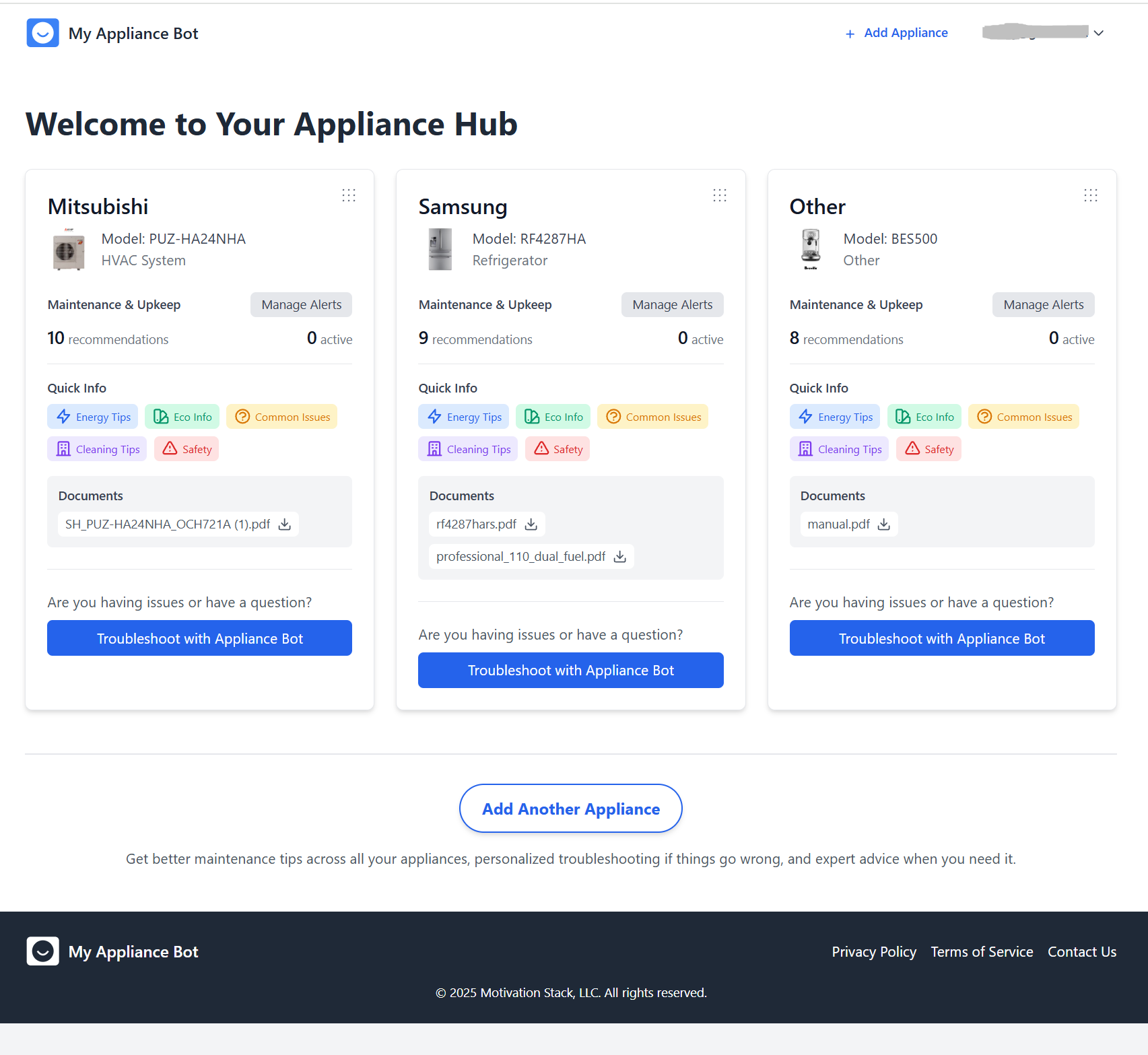 MyApplianceBot Screenshot 2